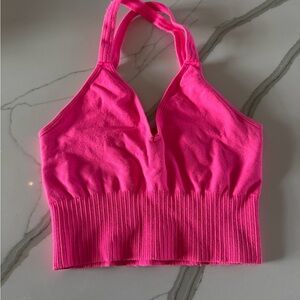 Free People Movement Good Karma V-Neck Crop top in neon pin